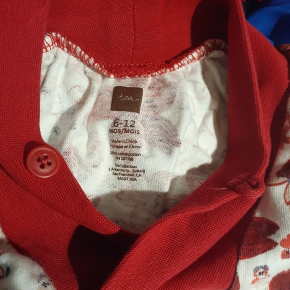 NWOT Tea Long Sleeve V-Neck Red Flower Dress - Picture 5 of 5